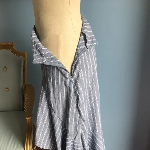 Gray striped asymmetric ruffled maxi 1/4 side zip trendy fall skirt size S - Picture 6 of 10